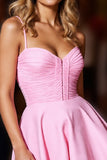 Rose Une ligne froncée mignonne robe de bal