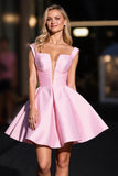 Satin rose froncé une robe de retour en ligne