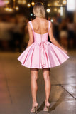 Satin rose froncé une robe de retour en ligne