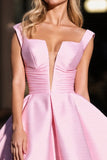 Satin rose froncé une robe de retour en ligne