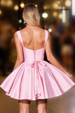 Satin rose froncé une robe de retour en ligne