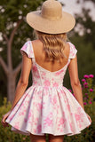 Corset de fleurs roses court une robe de bal en ligne