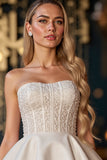 Ivoire Une ligne Satin Sans Bretelles Corset Robe Courte Homecoming