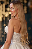 Ivoire Une ligne Satin Sans Bretelles Corset Robe Courte Homecoming