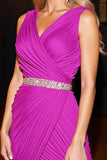 Robe courte moulante perlée fuchsia scintillante