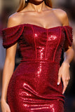 Robe courte à paillettes rouge foncé scintillante corset de retour à la maison