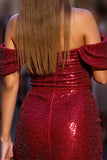 Robe courte à paillettes rouge foncé scintillante corset de retour à la maison