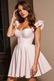 Robe de bal à volants rose clair Simple une ligne
