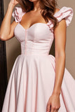 Robe de bal à volants rose clair Simple une ligne