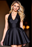 Robe de bal en satin noir A Line