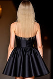 Robe de bal en satin noir A Line