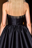 Robe de bal en satin noir A Line
