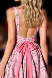 Robe de bal à col en V floral rose