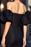 Robe noire à manches bouffantes à manches bouffantes