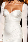 Robe courte moulante moulante blanche avec noeud
