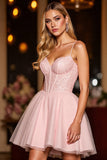 A Line Corset Mini Blush Robe de Retrouvailles
