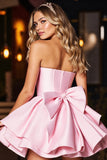 A Line Robe bustier en satin rose avec nœud