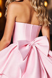A Line Robe bustier en satin rose avec nœud
