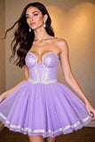 Une ligne corset violet perlé Homecoming Dress
