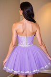 Une ligne corset violet perlé Homecoming Dress