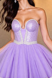 Une ligne corset violet perlé Homecoming Dress