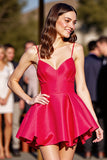 Une ligne de bretelles spaghetti rouges Mini robe de bal