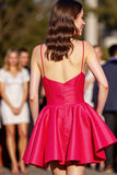 Une ligne de bretelles spaghetti rouges Mini robe de bal