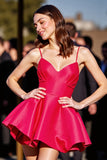 Une ligne de bretelles spaghetti rouges Mini robe de bal