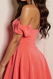 Épaule dénudée Orange Une ligne courte Homecoming Dress