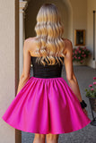 Noir Fuchsia Une Robe Sans Bretelles Filaire