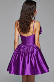 Violet foncé A ligne spaghetti bretelles Robe de bal avec fleur 3D
