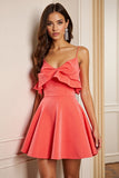 Robe de bal orange à volants en velours A Line