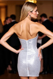 Robe de bal corset en argent avec paillettes