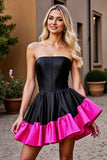 Noir A Line Robe bustier à volants