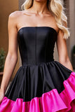 Noir A Line Robe bustier à volants