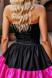 Noir A Line Robe bustier à volants
