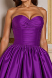 A Line Sweetheart Robe plissée violet foncé pour les retrouvailles