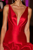Col V rouge Une Robe De Retrouvailles Avec Des Fleurs 3D