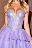 Violet perlé une ligne Sweetheart Homecoming Dress