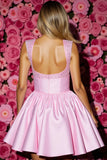 Robe de bal en perles roses scintillante une ligne avec noeud