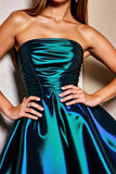 A Line Bustier Bleu Foncé Mini Robe de Retrouvailles