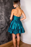Bustier scintillant une ligne robe de bal bleu foncé
