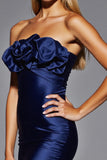 Robe moulante marine sans bretelles MIni Homecoming