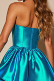 Robe bustier bleu métallisé pour les retrouvailles