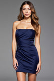 Robe bustier marine simple moulante pour les retrouvailles