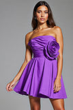 Robe bustier une ligne violette de retour aux sources avec des fleurs 3D