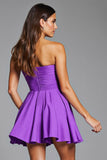 Robe bustier une ligne violette de retour aux sources avec des fleurs 3D