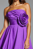 Robe bustier une ligne violette de retour aux sources avec des fleurs 3D