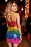 Robe bustier à franges rouges pour les retrouvailles