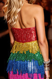 Robe bustier à franges rouges pour les retrouvailles